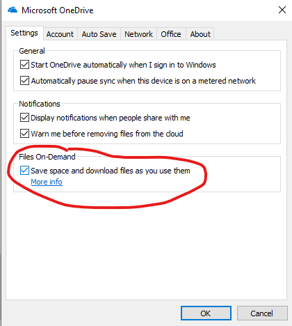 Files On Demand setting