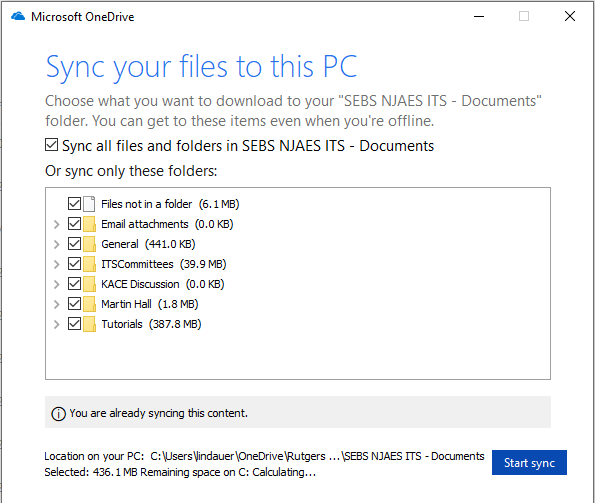 Choose Files to Sync